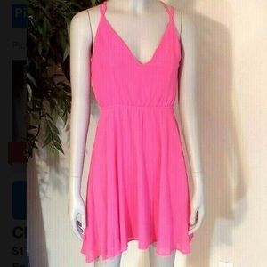 NEW Charlotte Russe Silky Chiffon Hot Pink Dress